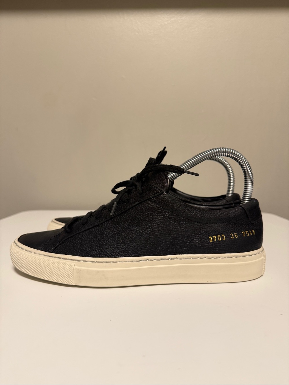 Common Projects Achilles Pebbled 6036 Black Leather Sneakers Women’s EU 36 US 6